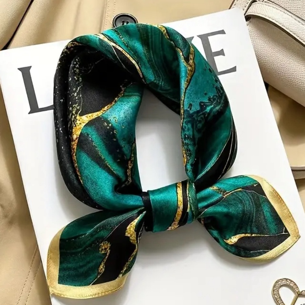 Printed Emerald/Gold Scarf-Elegant